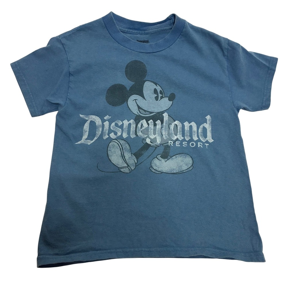 Vintage Disney Boys Small T-Shirt Blue Mickey Mouse Disneyland Graphic Tee
